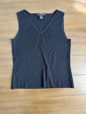 Vintage 90s Y2K Willi Smith Top Womens Medium Black Sleeveless Tank Stretch Knit